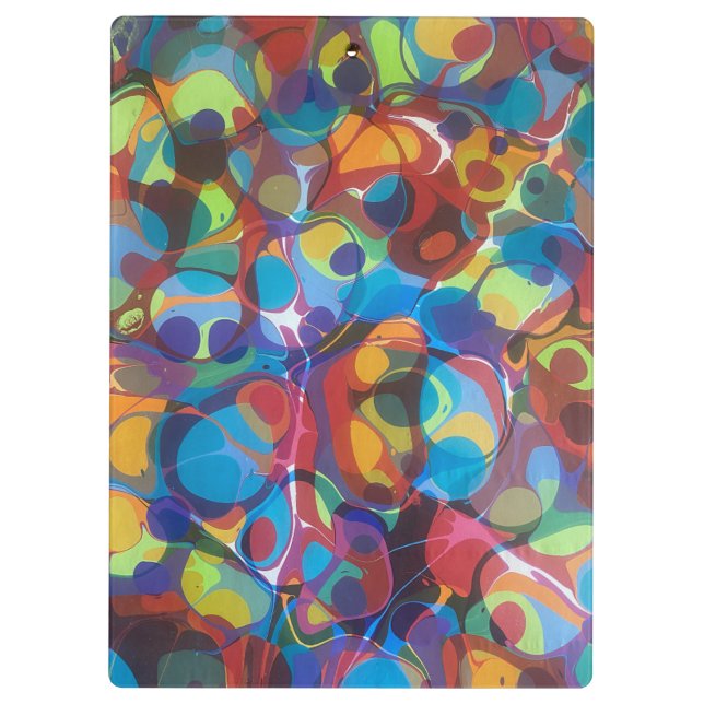 Rainbow coloured modern marbling Party pattern Clipboard (Back)