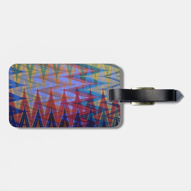 Rainbow coloured Modern Marbling Swoon pattern Luggage Tag (Back Horizontal)