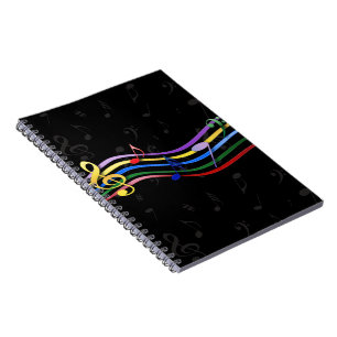 Rainbow Coloured Music Notes Spiral Notebook