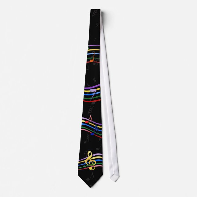 Rainbow Coloured Music Notes Tie (Front)