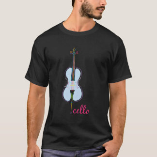 Rainbow Coloured Musical Cello Hoodie T-Shirt