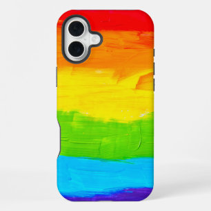 Rainbow Coloured Paint Strokes iPhone 16 Plus Case