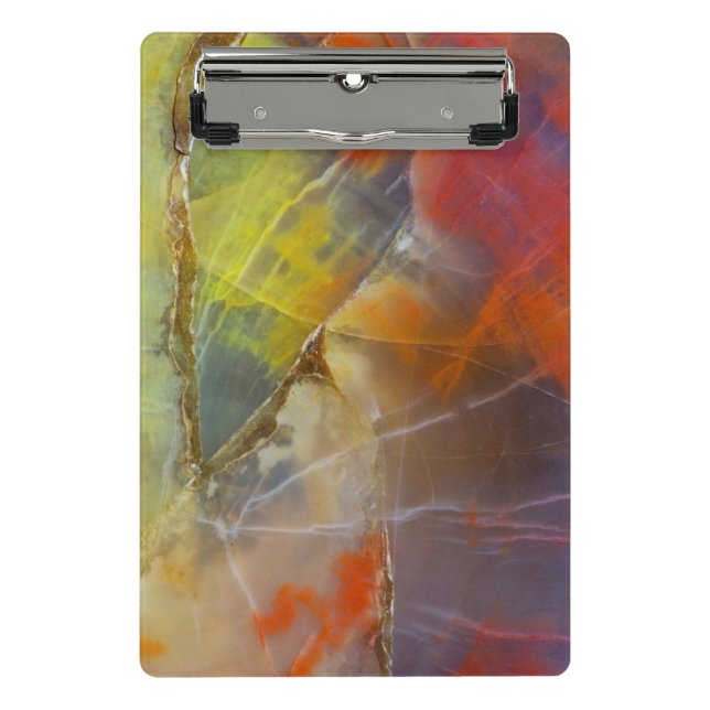 Rainbow Coloured Petrified Wood Mini Clipboard (Front)