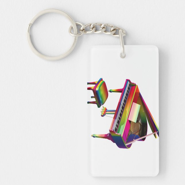 Rainbow Coloured Piano Key Ring (Front)