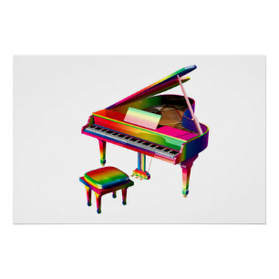 Rainbow Coloured Piano Poster