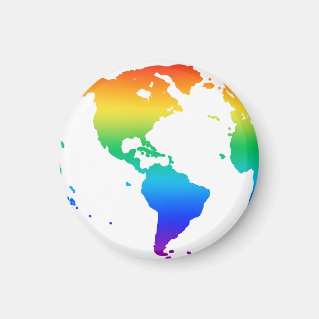 Rainbow coloured planet earth magnet (Front)