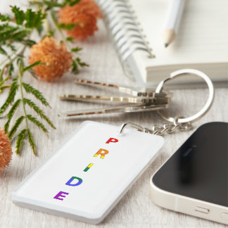 Rainbow Coloured Pride Word Key Ring