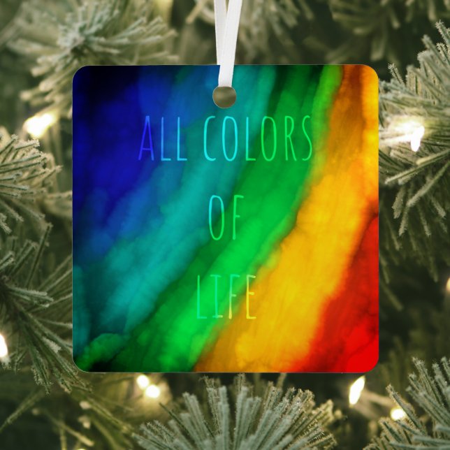 Rainbow Coloured Quoted LGBTQ Equality Metal Ornam Tree Decoration (Insitu)