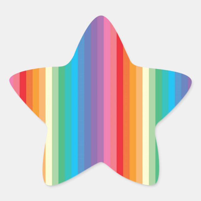 Rainbow coloured stripes pattern star sticker (Front)