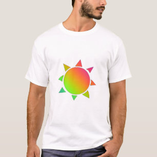 Rainbow coloured sun with black background T-Shirt