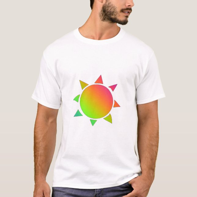 Rainbow coloured sun with black background T-Shirt (Front)