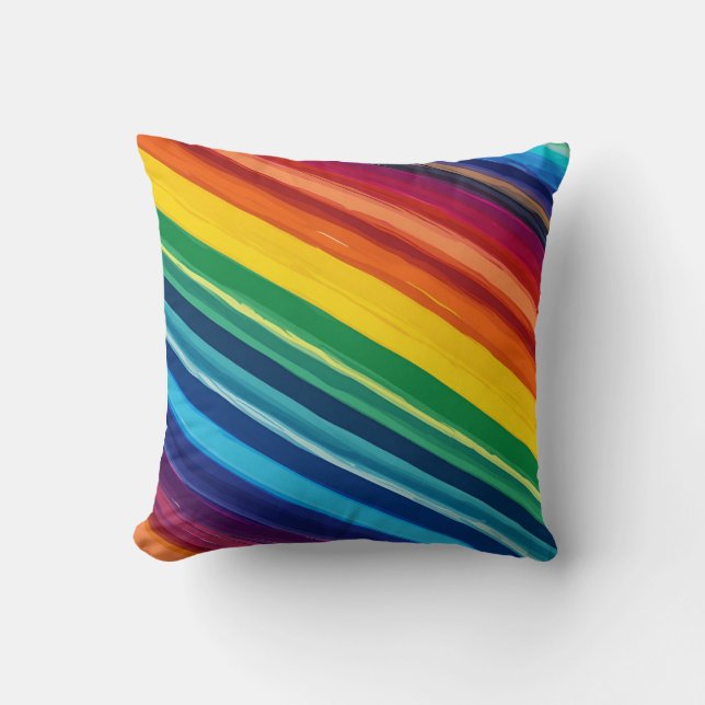 rainbow-coloured Throw Pillow (Front)
