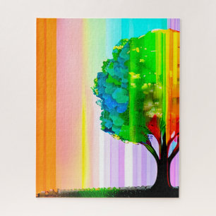 Rainbow Coloured Tree and Sky Jigsaw Puzzle