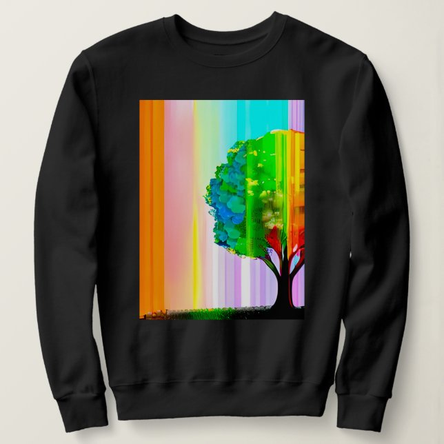 Rainbow Coloured Tree and Sky Sweatshirt (Design Front)