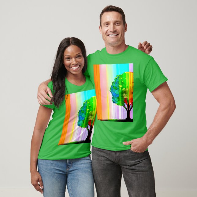 Rainbow Coloured Tree and Sky T-Shirt (Unisex)