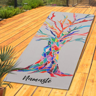 Rainbow Coloured Tree Namaste Yoga Mat
