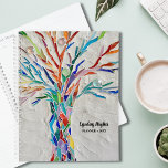 Rainbow Coloured Tree of Life Planner<br><div class="desc">This unique Planner is decorated with a rainbow coloured Tree of Life mosaic on a pale grey background.
The original design was made using tiny pieces of brightly coloured glass.
Customise it with your name and year.
Original mosaic © Michele Davies.</div>