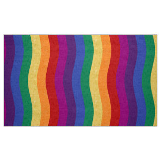 Rainbow Coloured Wavy Lines Fabric