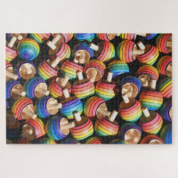 Rainbow Coloured Wood Spinning Top Toys Fun Games