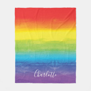 Rainbow Colourful Bright Script Personalised Moder Fleece Blanket