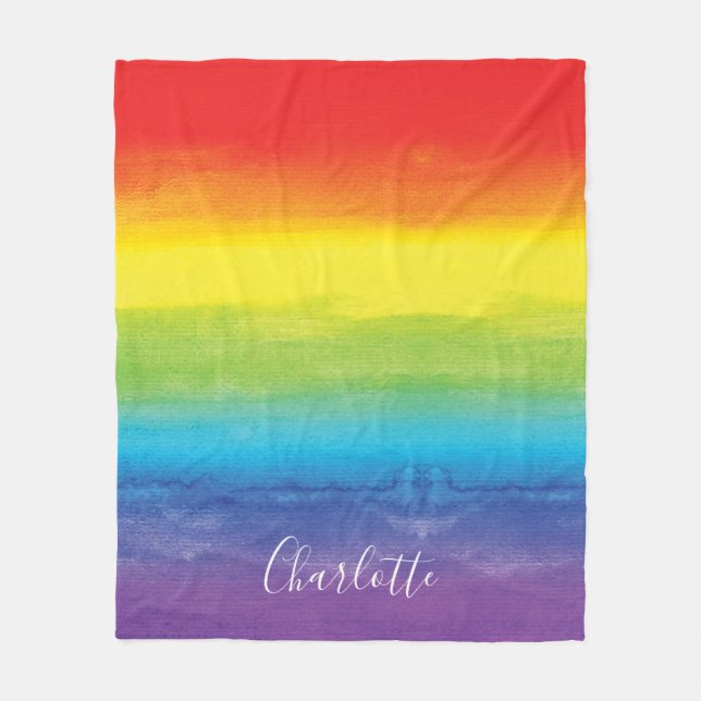 Rainbow Colourful Bright Script Personalised Moder Fleece Blanket (Front)