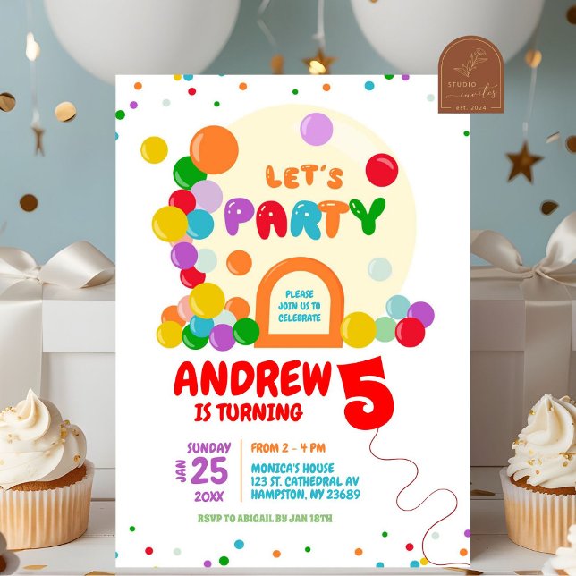 Rainbow Colourful Bubble Dome Kids Birthday Party Invitation (Creator Uploaded)