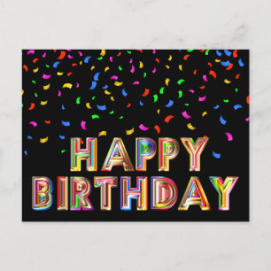 Rainbow Colourful Confetti Happy Birthday  Postcar Postcard
