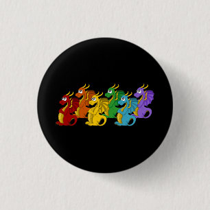 Rainbow colourful dragons cartoon 3 cm round badge