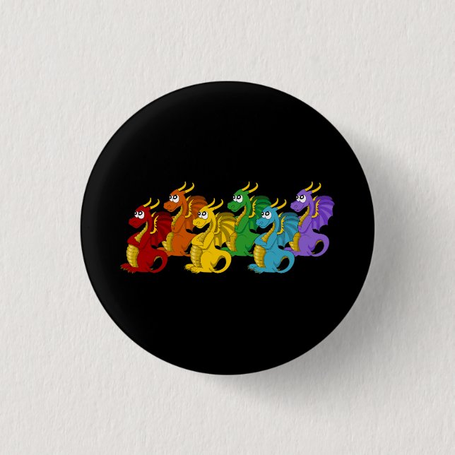 Rainbow colourful dragons cartoon  3 cm round badge (Front)