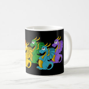 Rainbow colourful dragons cartoon coffee mug