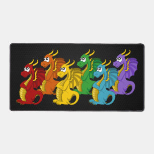 Rainbow colourful dragons cartoon desk mat