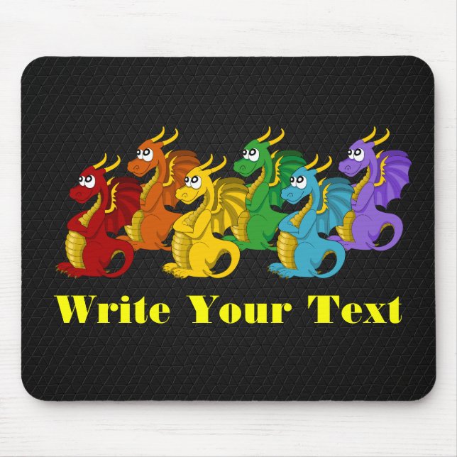 Rainbow colourful dragons cartoon  mouse pad (Front)