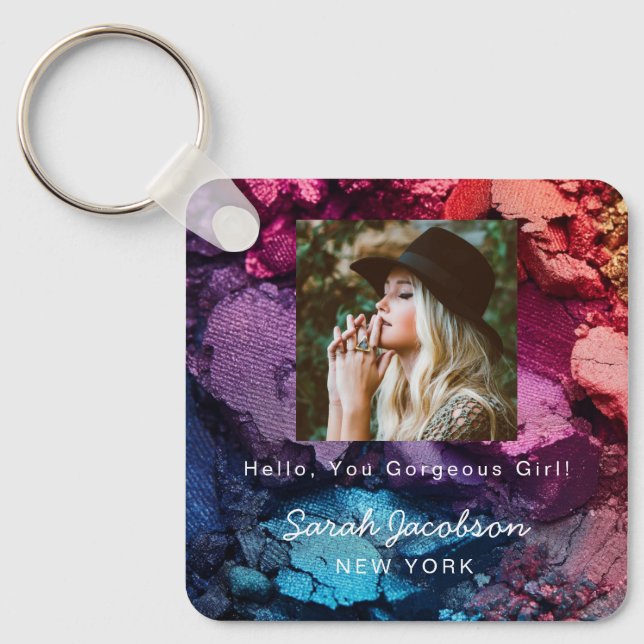 Rainbow Colourful Eyeshadow Cosmetologist Keychain (Front)