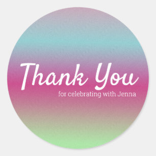 Rainbow Colourful Faux Glitter Pink Blue Classic Round Sticker