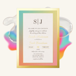 Rainbow Colourful Golden Foil Wedding