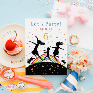 Rainbow Colourful Kids Birthday Fun Invitation