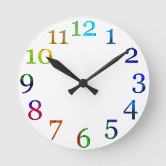 rainbow colourful numbers wall clock