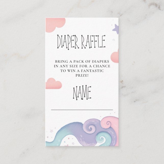 Rainbow Colourful On Cloud 9 Diaper Raffle Enclosure Card (Front)