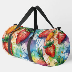 Rainbow Colourful Strawberries Strawberry Duffle Bag