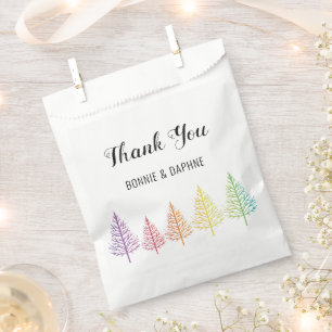 Rainbow colourful trees Thank You lesbian wedding Favour Bags