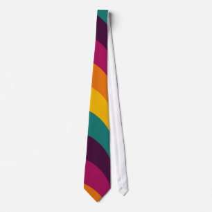 Rainbow colourful wavy stripes tie