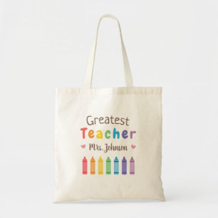 Rainbow Colouring Crayons Greatest Teacher Tote Ba Bag