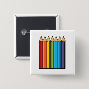 Rainbow Colouring Pencils 15 Cm Square Badge