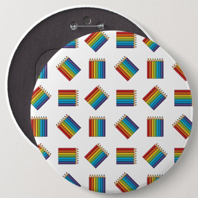 Rainbow Colouring Pencils 6 Cm Round Badge (Front & Back)