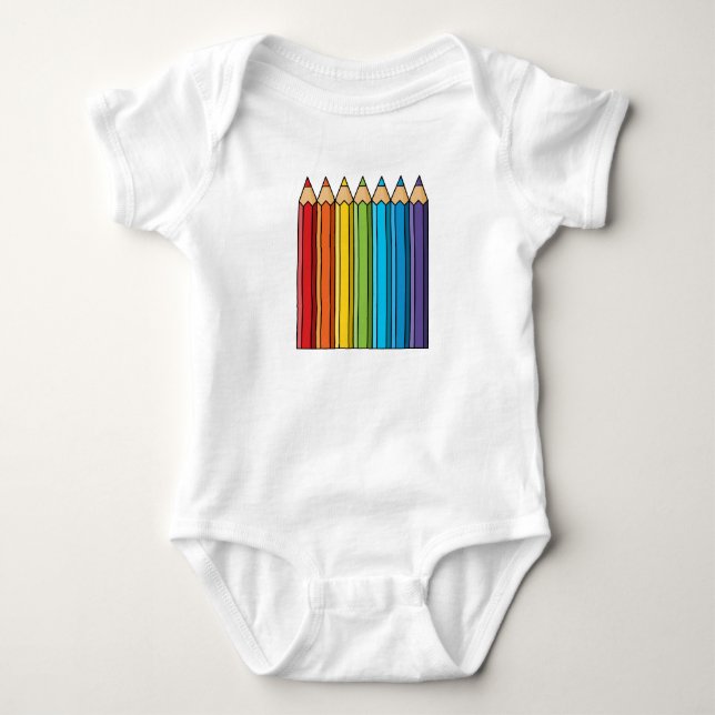 Rainbow Colouring Pencils Baby Bodysuit (Front)