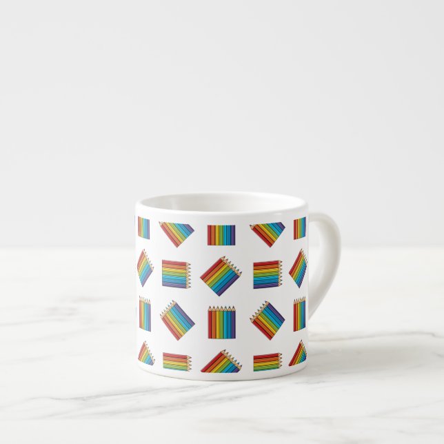 Rainbow Colouring Pencils Espresso Cup (Front Right)