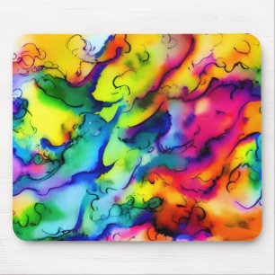 Rainbow colours abstract watercolor painting mouse pad