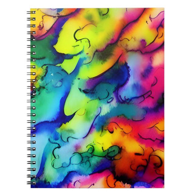 Rainbow colours abstract watercolor painting notebook (Front)