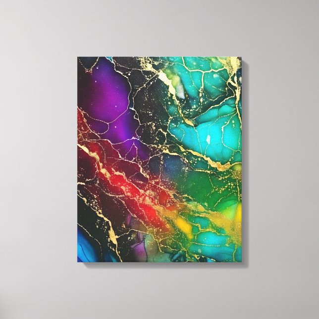 Rainbow Colours Alcohol Ink Painting Canvas Print (Front)