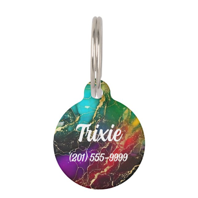 Rainbow Colours Alcohol Ink  Pet Tag (Front)